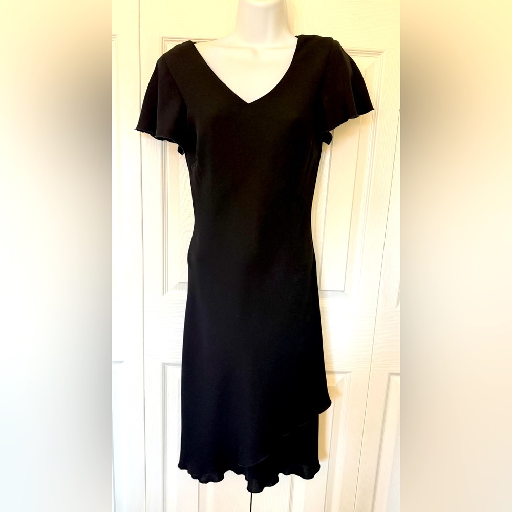 LITTLE BLACK DRESS V-Neck Flutter Sleeves Tiered Hem